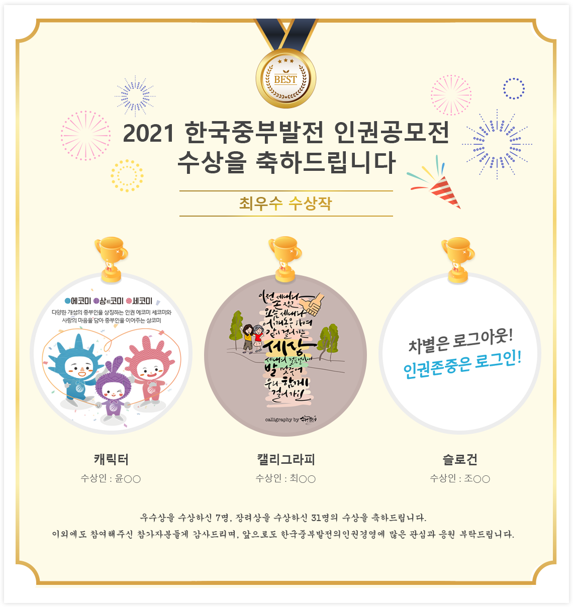 2021년 한국중부발전 인권공모전 선정결과 